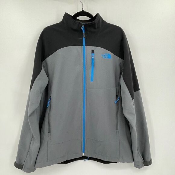 The North Face Gray Black Blue Liner Full Zip Softrock Jacket Size Large - Picture 1 of 9